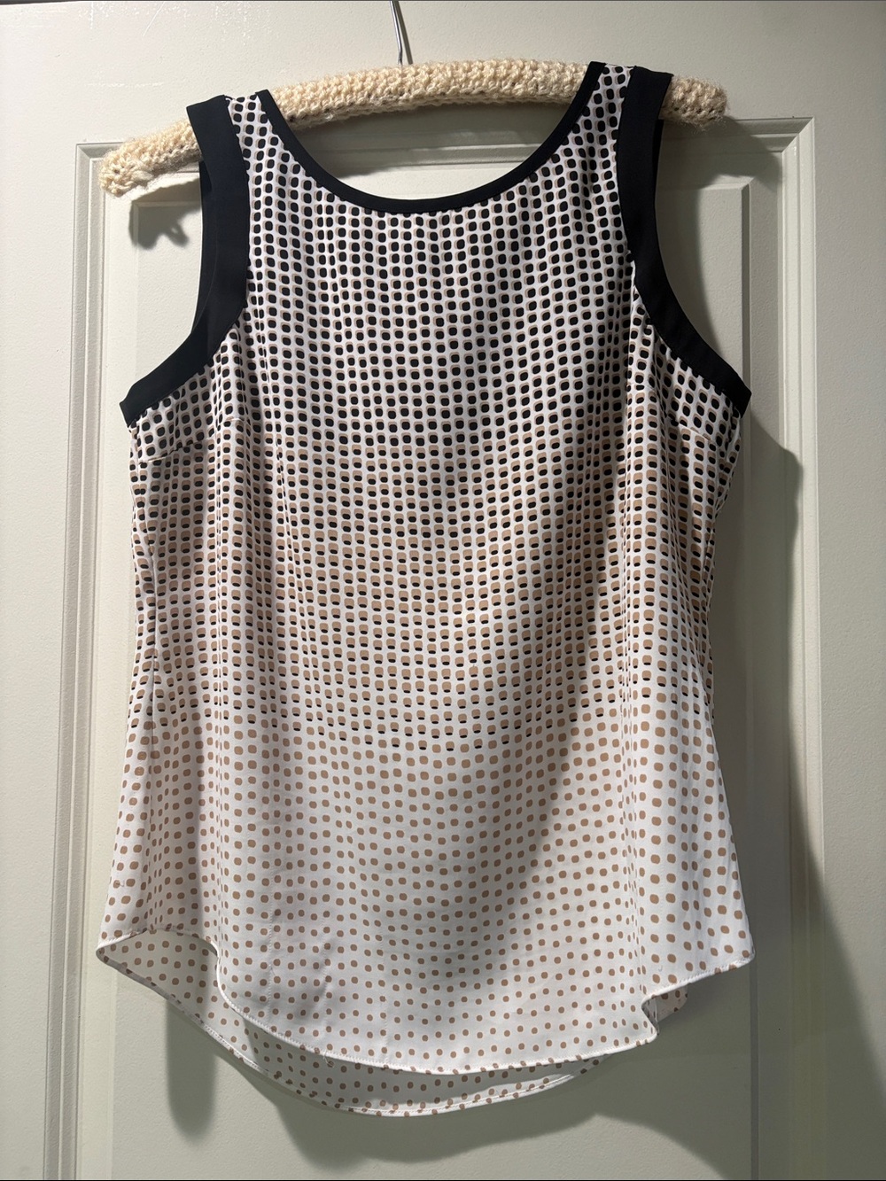 White House Black Market White Polka Dot Camisole with Black Trim